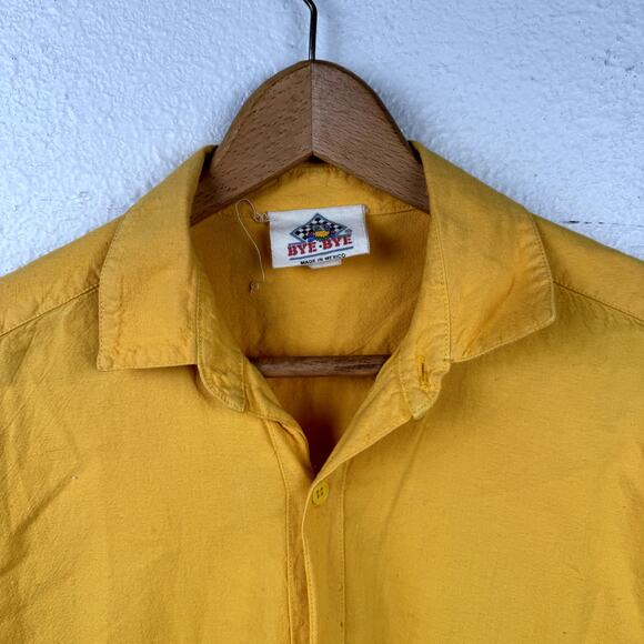 Vintage Coco Beach Club Shirt Sz Small Yellow Cotton Short Sleeve Button Up 90s - Picture 2 of 8